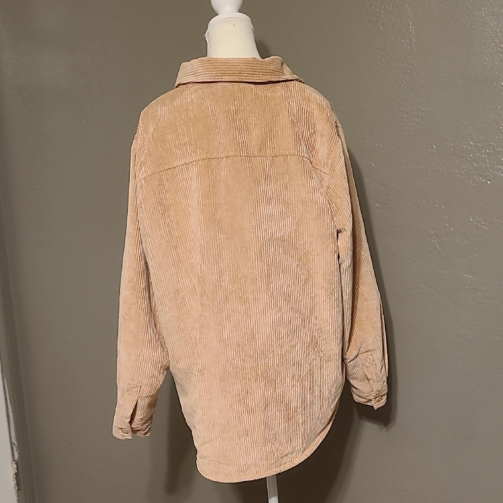 Three Dots Womens Tan Corduroy Chic Lined Button-Up Cord Jacket EUC Large - Picture 2 of 12